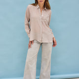 Lamina Seidenbluse Print Beige