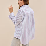 Joelle Baumwollbluse Streifen Rot/Blau