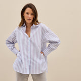 Joelle Baumwollbluse Streifen Rot/Blau