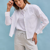 Joey B.D. Baumwollbluse Cropped Weiss