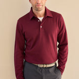 Polohemd Langarm Piqué Bordeaux