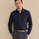 Polohemd Langarm Piqué Navy