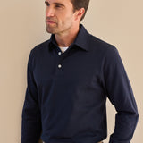 Polohemd Langarm Piqué Navy