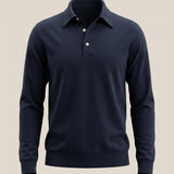 Polohemd Langarm Piqué Navy