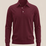 Polohemd Langarm Piqué Bordeaux