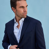 Classic Fit Streifen Hellblau Melange