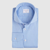 Slim Fit Stretch Mini Check Blau