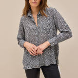 Lamina Seidenbluse Print Anthrazit