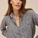 Lamina Seidenbluse Print Anthrazit