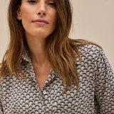 Lamina Seidenstretchbluse Print Beige