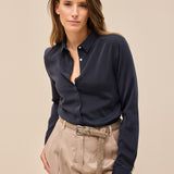 Kelly Seidenstretchbluse Navy