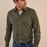 Classic Fit Gewaschen Twill Olive