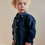Boys Shirt Leinen Navy