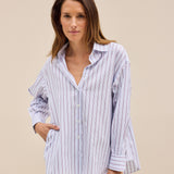 Joelle Baumwollbluse Streifen Rot/Blau