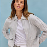 Solin Cropped Flanell Overshirt Grau