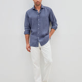 Classic Fit Leinen Dunkelblau