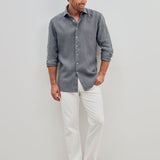 Classic Fit Leinen Dunkelgrau