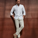 Classic Fit Oxford Weiss Gewaschen