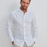 Classic Fit Oxford Weiss Gewaschen