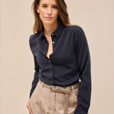 Kelly Seidenstretchbluse Navy