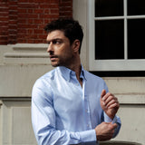 Slim Fit Button Down Pin Point Ciel