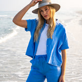 Sage Leinenshorts Blau