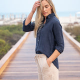 Leinenbluse Navy