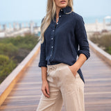 Leinenbluse Navy