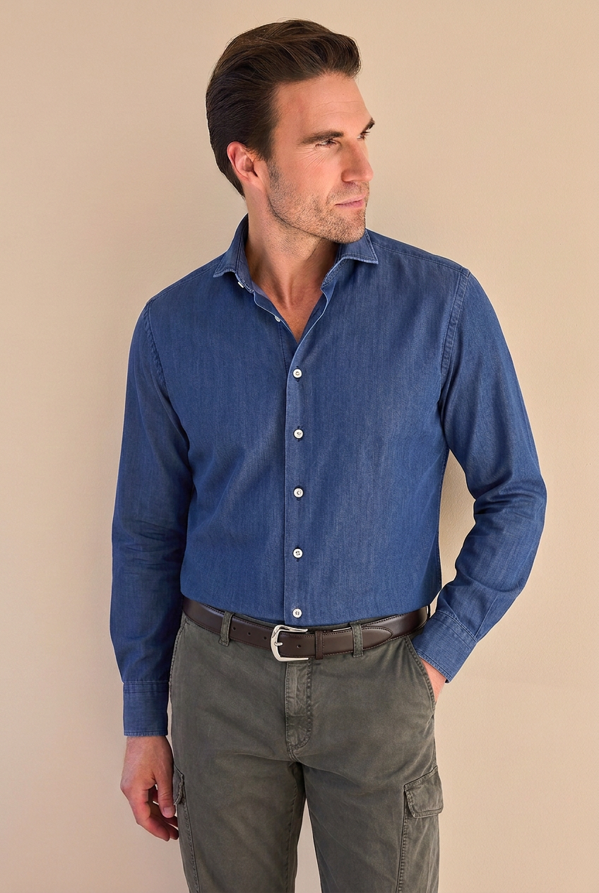 Classic Fit Jeanshemd Blau – Ansicht 4