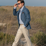 Classic Fit Twill Streifen Blau