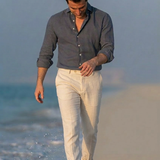Classic Fit Leinen Dunkelblau