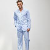 Pyjama Egyptian Cotton Hellblau Gestreift