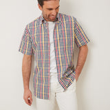 Classic Fit Multicolor Karo Button Down Halbarm