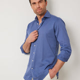 Classic Fit Blau Twill Gewaschen