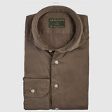 Classic Fit Taupe Satin Stretch Gewaschen
